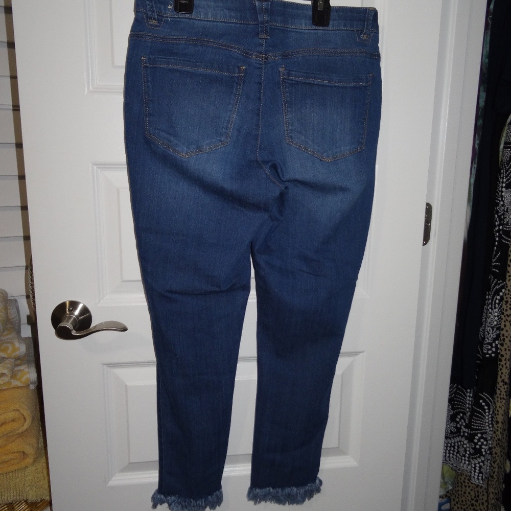 Democracy Ab Technology Ankle Frayed Hem Jeans Size 10 Dark Stretch Denim
